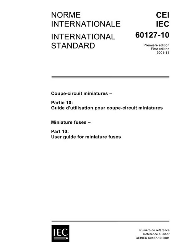 Cover IEC 60127-10:2001